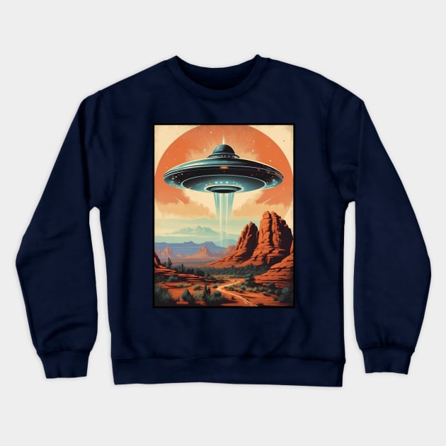 UFO Invasion In Sedona Arizona Crewneck Sweatshirt by VivaLaRetro